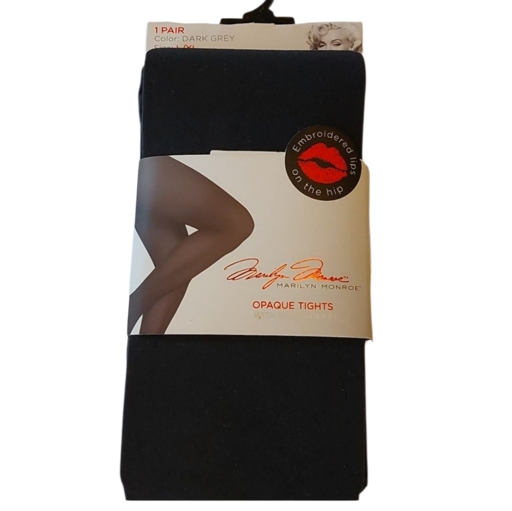 Marilyn Monroe Opaque Tights Dark Gray NEW XL